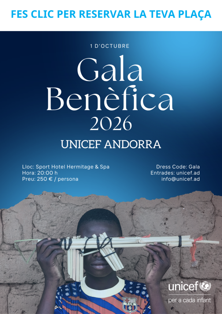 Gala Benefica 2026 - UNICEF Andorra. Fes clic per reservar la teva placa.